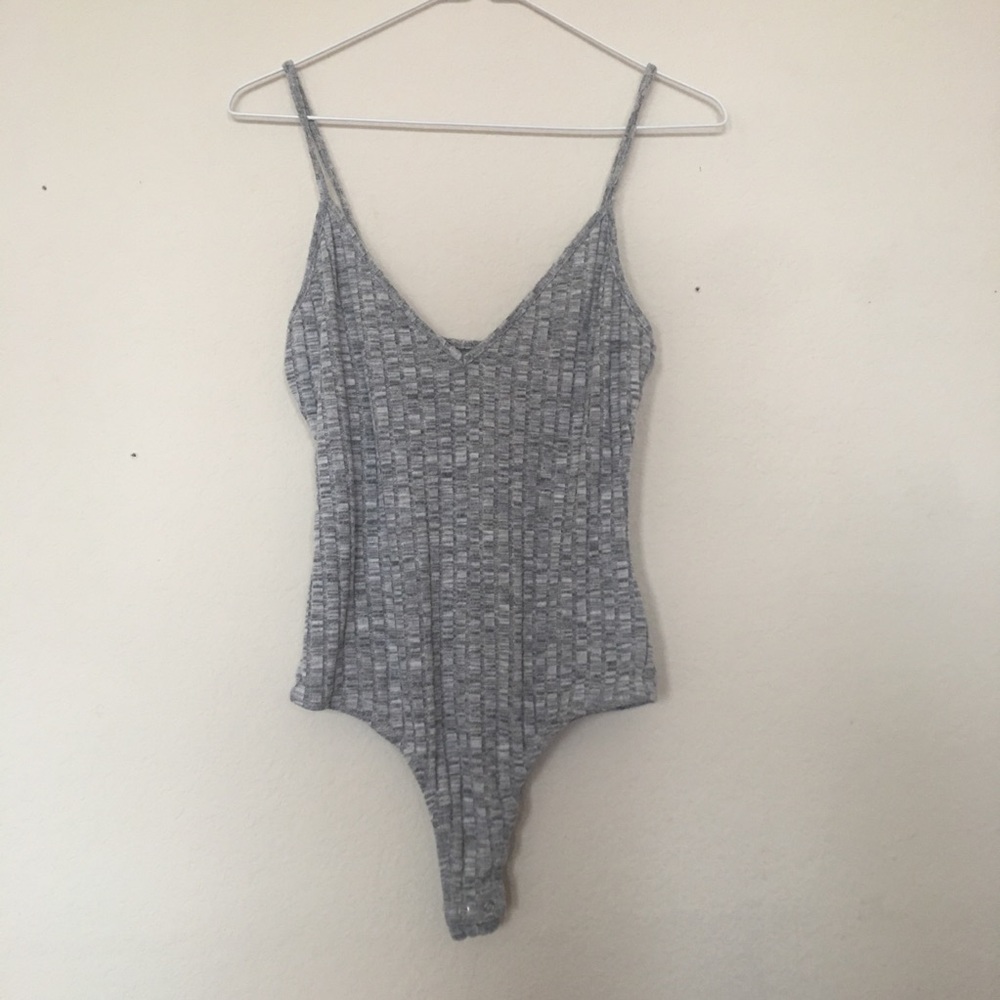 Me to We gray bodysuit
